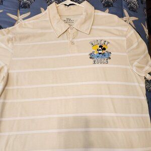 NWOT Men's Mickey Mouse Beige Hawaiian Polo Shirt
